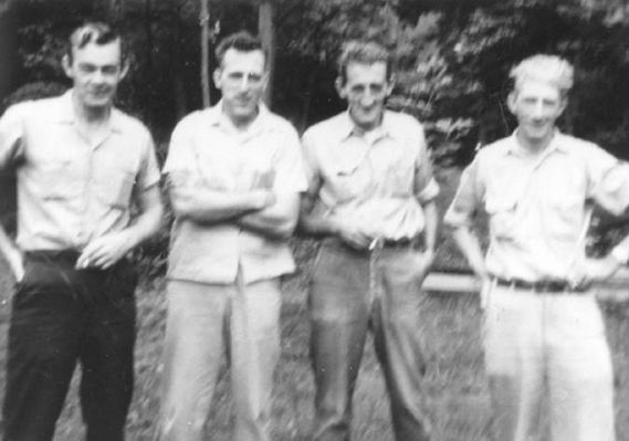 RalphMarvinDaddyJohn.jpg
This photo was taken in Rich Valley. Daddy and his brothers and brother-in-law were cutting trees that day. From left to right is Ralph Chapman, Marvin, Ira and John Johnson. They married Evelyn, Laura Belle, Ruth, and Nancy Davidson, respectively.  Courtesy of Lesa Long [email]ladygwenhwyvar@hotmail.com[/email]
