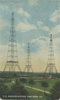 fortmyerwireless1920
This is a circa 1920 postcard showing the US Navy's wireless radio towers on Fort Myer, VA.
