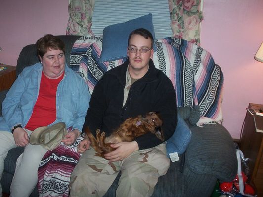 000_0834.jpg
Mother and son, at Jeff Weaver's home, Saltville, VA.  Austin was home on leave from Kuwait and Iraq.  Photo February 2006.
