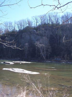 Bridle Creek - Cliffs on New River
The white stuff is ice on the river.  Photo by Jeff Weaver February 2007
