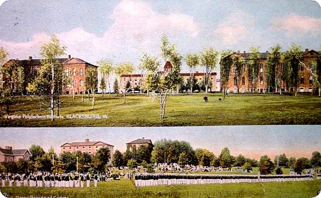 Blacksburg - Virginia Tech Campus
This 1909 color postcard shows a panorama of the Virginia Tech Campus.
