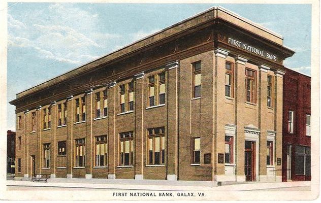1nationalbankgalax.jpg
This is a circa 1930 postcard showing the First National Bank of Galax.
