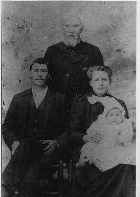 Blevinsdavid.jpg
David Blevins, M.D. is standing the background.  Elder Jeter Calton Blevins, (1875-1957) his son is sitting to the left, his wife Rosa Sage is to the right, and she is holding their daughter Nancy.  This photo was made ca. 1901 at their home about a mile south of the Virginia stateline in the Grassy Creek community.

