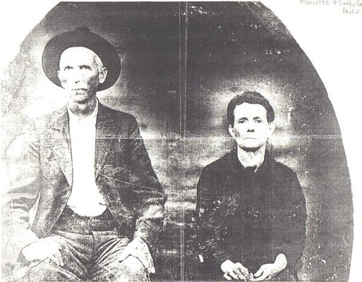 Mara Etta.jpg
This is Mara Etta McClure with her second husband Linville Price.  She was the daughter of Henry Samuel McClure and Sarah "Leah" Howell.  I do not know when this picute was taken.  I do know that their daughter was born around 1885 and Mara died sometime after that.   Courtesy of [email]Pamiam12@aol.com[/email]
