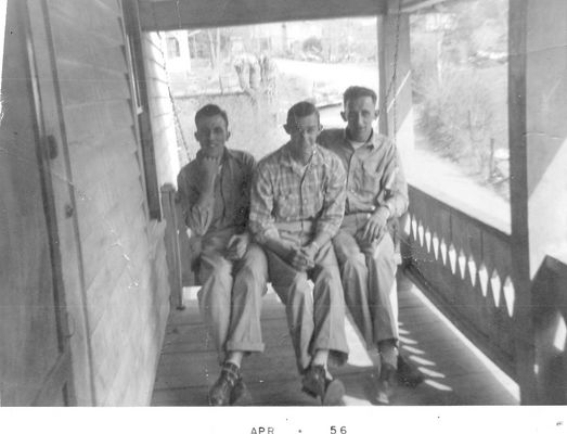 MarvinRalphDaddy.jpg
From left to right; Marvin Johnson, Ralph Chapman, and Ira Johnson sitting in the porch swing of Marvin's home on Cedar Branch in Saltville. these men were the husbands of sisters Laura Belle, Evelyn and Edna Ruth Davidson. This was the former home of Rosser K. 
Davidson.  Courtesy of Lesa Long [email]ladygwenhwyvar@hotmail.com[/email]
