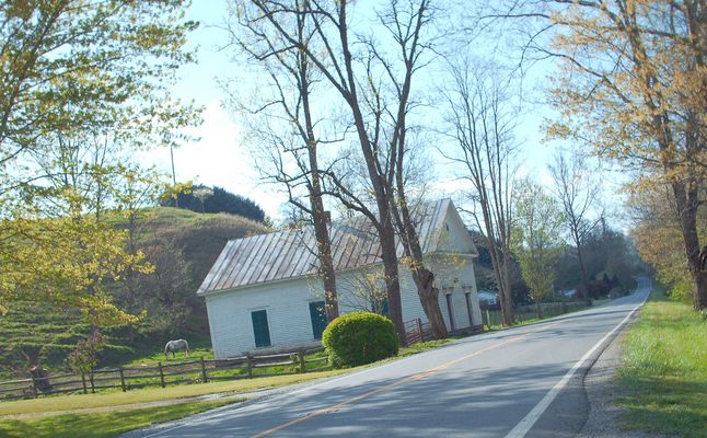 Edgewater - Sulphur Springs Methodist Church
Located on the east side of Virginia Route 16 betweem Volney and Mouth of Wilson, this church closed in 1955.  The building is currently being used as a barn.  Photo by Jeff Weaver.
