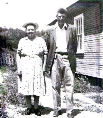 DeBoard, Bob and Alma Blevins.
Bob and Alma Blevins Debord
These were my grandparents
Grassy Creek NC
My grandfather used to run some kind of place that made corn meal.  Courtesy of Mary Testerman [email]marytest@comcast.net[/email]
