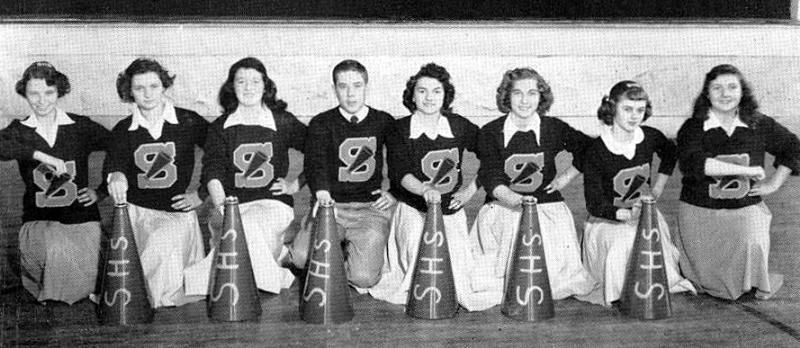 Saltville - Saltville High Cheerleaders 1948-49
SALTVILLE HIGH SCHOOL CHEERLEADERS 1948-49
 
FROM LEFT -  JODY WEAVER,  DORIS CHEEKS,  JUNE BRANHAM,  JACK WOODWARD, BESSIE MAE HAYNES,  ANNIE MAE RECTOR,  JANE SOYARS,  REBA BRANHAM.  Courtesy of Don Smith[email]dsmith1043@comcast.net[/email]
