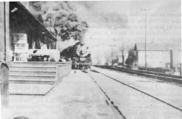 Chilhowie - Depot
This early 20th century image shows a steam locomtive steaming into Chilhowie.  Courtesy of Edna Bonham Love.
