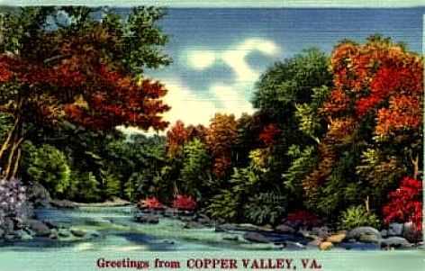 Copper Valley - Fantasy Postcard
This is a fantasy postcard from Floyd County, VA mailed in 1949.
