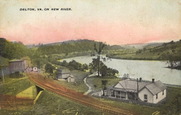 Delton - Delton Depot
This circa 1910 postcard shows the Delton Depot along side the New River.
