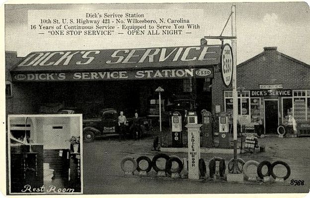 Dick's Service Station
This 1950s postcard show a rather typical service station for Appalachia at the time.
