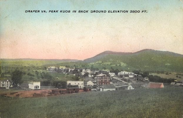 Draper - Bird's Eye View
This circa 1910 postcard shows a bird's eye view of the village of Draper, VA.
