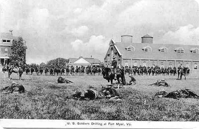 drillftmyer
This is from a circa 1910 postcard view of drill at Fort Myer, VA.
