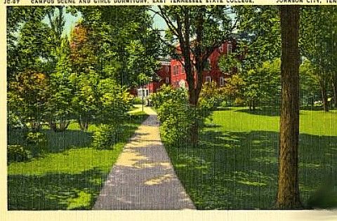 etsu1940s.jpg
This 1940s post card shows a portion of the campus of the precursor of East Tennessee State University.
