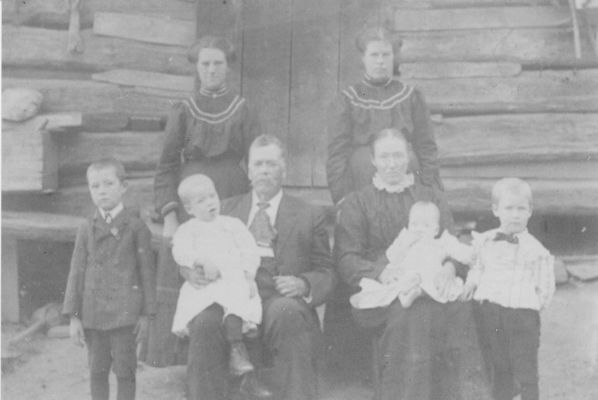 farmernoah2.jpg
Noah Farmer (B. 1844 son of Wilson Farmer and Susan Wyatt D. 1930) and Lydia Thompson Farmer, with some of their children.  Luther Farmer is sitting on Noah's lap.  Noah served in Co. A, 26th NC Infantry, Confederate States Army.  Courtesy of Anita Kay Wyatt.
