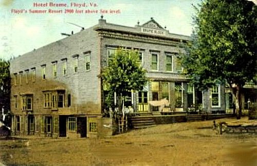 Floyd - Hotel Brame
This postcard with a 1912 postmark shows Hotel Brame, a summer resort in Floyd, Virginia.
