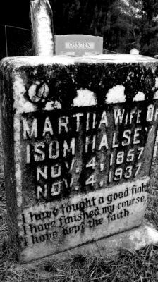 Mouth of Wilson - Potato Creek Methodist Church Cemetery
Image of Martha Halsey's gravemarker, Courtesy of Misty Martin.
