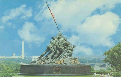 iwojima
This is a 1960s era postcard, showing the Iwo Jima Memorial, and the Washington Monument in Washington, DC in the background.
