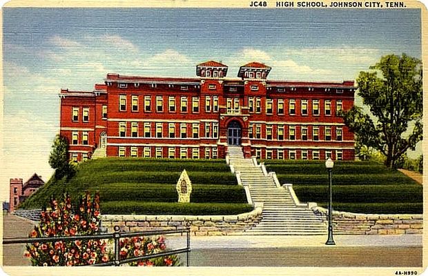 Johnson City - Johnson City High School
From a linen era (1930-45) postcard.
