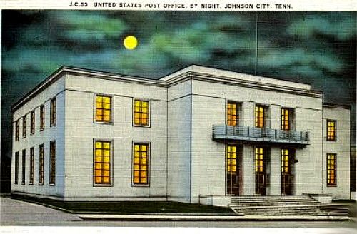 jctpo1930s.jpg
This is a night time image of the 1930s vintage postoffice in Johnson City.
