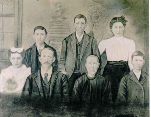 jeffbaldwinfam.jpg
Here is another old photo.  Jefferson Franklin Baldwin (1862-1926)  (son of Hiram & Julia Ann Osborne Baldwin), Mary Elizabeth Denny Baldwin (1861-1935), children L-R: Lockie Louvenia, William Madison, Hiram Curtis "Curt", Rosie, & John H. Baldwin. Courtesy of Irene Baldwin [email]ibaldi@erols.com[/email]

