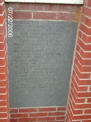 july2006pic 028.jpg
Photo July 22, 2006, showing half of the monument listing the burials in this cemetery.  Double click to enlarge to read the names.
