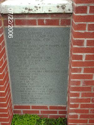 july2006pic 029.jpg
This photo was taken July 22, 2006.  It shows the second half of the names of those believed to be buried in this cemetery.  Double Click on the image to enlarge to read the names.
