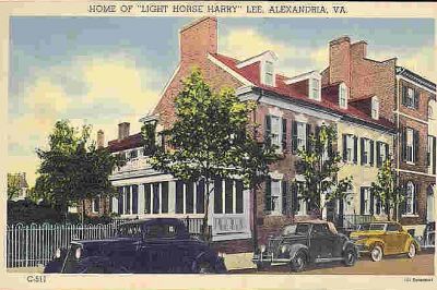 leehousealexandria
This is a 1930s postcard of the home of Light Horse Harry Lee, father of General Robert E. Lee.
