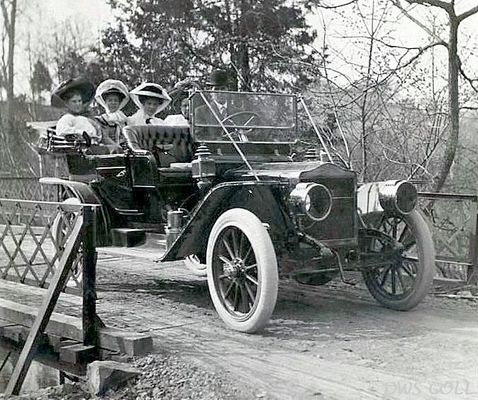 Saltville - Automobile Outing 1912
THIS IS ANOTHER ONE OF THE PICTURES GIVEN TO ME IN THE LATE 1960s BY MY NEIGHBOR, LULA SHANNON. SHE IS THE LADY SITTING ON THE LEFT. IN 1969 SHE WAS 80 YEARS OLD. I HAVE SEEN OTHER PICTURES WITH HER IN THEM WHERE DR. EARLY WAS MENTIONED AS BEING IN THE PICTURE WITHOUT SPECIFIC IDENTIFICATION. COULD THIS BE HIM DRIVING? WOULD LOVE TO KNOW WHAT THAT OLD CAR IS.
 
THE PICTURE APPEARS TO BE IN THE AREA OF THE OLD CHATHAM HILL DAM WHERE THE ROAD CROSSES THE RIVER JUST BELOW WHERE THE DAM WAS LOCATED.
 
THE SHANNONS LIVED IN THE CHATHAM HILL AREA BEFORE MOVING TO SALTVILLE WHEN LULA AND HER BROTHER DOUG WERE VERY YOUNG.  Courtesy of Don Smith [email]dsmith1043@comcast.net[/email]


