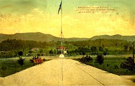 Johnson City - Veterans Administration Flag
This is an early (circa 1907) color postcard of the flag pole at the Old Soldiers Home in Johnson City, Tennesse.
