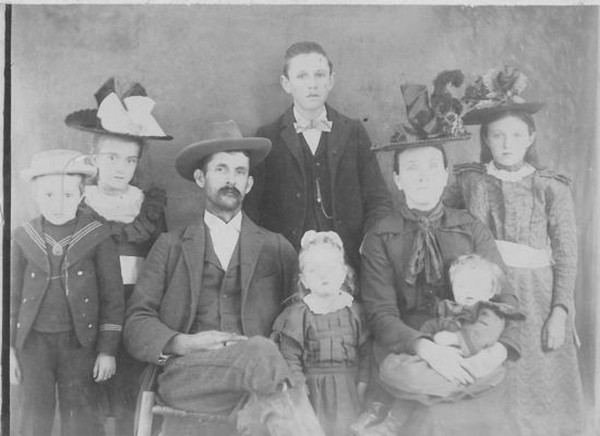 Peacock, John Henry Family
John Henry Peacock, born 12 Aug 1857, Ashe County, NC, and died 5 Jul 1948 in Grayson Cty.  He was the son of Silas H and Imogene Peacock.  He married Catherine Kilby Peacock 10 Apr 1884.  Photo courtesy of Danny Miller [email]millerd@fuse.net[/email]
