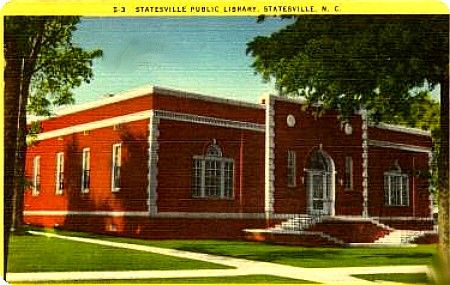 publiclibrary.jpg
This is from a circa 1940 postcard. [url=http://www.iredell.lib.nc.us/default.htm]Click here for the Iredell County Public Library Website.[/url]
