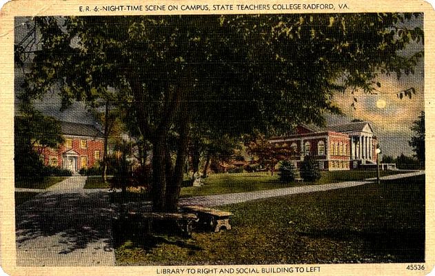 Radford - Radford Teachers College at Night
This view is from a 1930s postcard.
