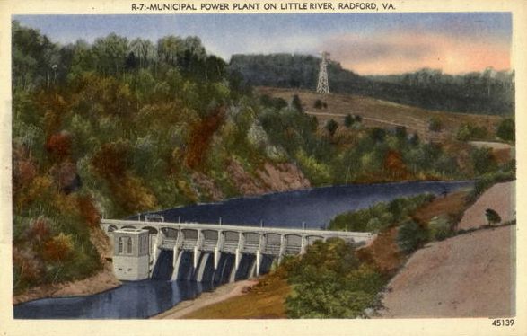 radfordpower.jpg
This 1930-45 era postcard shows the hydroelectric power station for the City of Radford on Little River.
