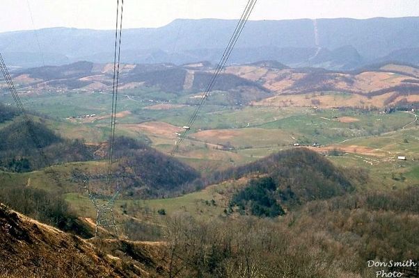 Rich Valley = View from Walker Mountain
LOOKING  NORTHWEST  FROM  APCO  765  kV  POWER  LINE  ATOP  WALKER  MT. TOWARD  RICH  VALLEY  AND  CLINCH  MT.  /  SMYTH  COUNTY,  VA.  /  APRIL 10, 1977.  Courtesy of Don Smith[email]dsmith1043@comcast.net[/email]
