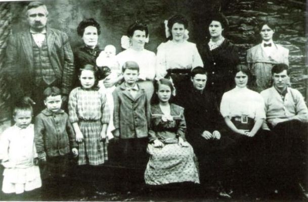 scan0002.jpg
Back: Cicero Enoch Osborne, Darthula Susan Ingram (dau of John Calvin & Charity Ann Farmer Ingram), Baby girl, Cornelia "Nelia", Cordelia, Lania, Ella Mae; Front: John Lee, Herbert, Clara, Miles, Suphronia "Fronie", Lawton, Daisy, & Courtney.  (photo from John Spencer of Chatham, PA given to Irene Baldwin)  Courtesy of Irene Baldwin [email]ibaldi@erols.com[/email]

