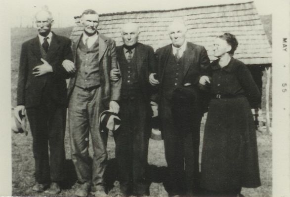 spencerwmchildren1940.jpg
l to r:  Bud, Cicero, Emory, Jason, and Lula.  These are the children of William and Alie Weaver Spencer who were alive in 1940.
 
Courtesy of Eleanor Jo Cox [email]ejcox@naxs.com[/email]
