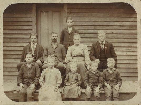 spencerwt1.jpg
William Troy and Alice Osborne Spencer Family
Back: William Glen; Middle: Victor Franklin, William Troy, Cynthia Alice (Osborne), Charles Enoch; Front: Isaac Greeley, Blannie Emaline, Audrey Wave, John Blake, Humphrey Kilby.  The picture was made in 1904 before Imogene Ollie was born.
Courtesy of Eleanor Jo Cox [email]ejcox@naxs.com[/email]
