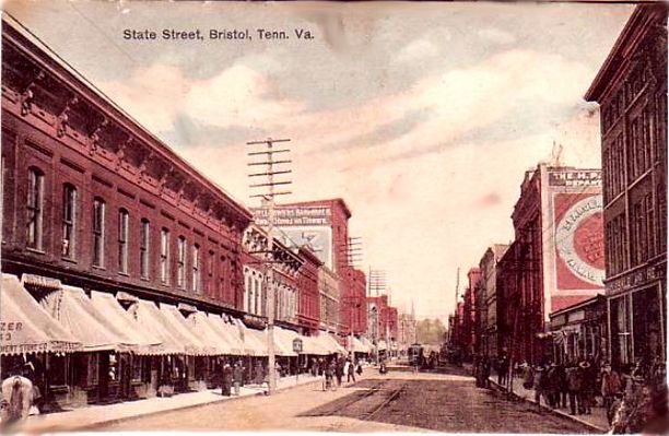 statestreet1908.jpg
This is a 1908 postcard showing State Street in Bristol. Note the trolly tracks in the center of the street.
