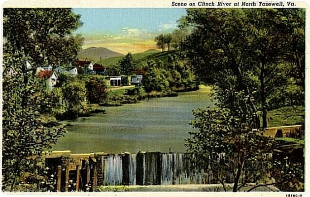 North Tazewell - Clinch River Scene
From a 1930s era linen postcard.
