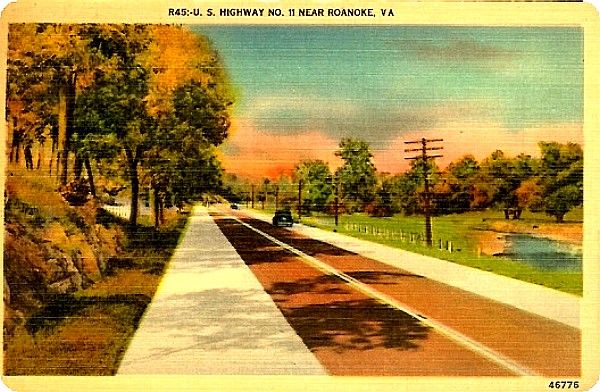 Roanoke - U.S. 11
In the days before Interstate 81 was built, U.S. 11 was the main North-South thoroughfare in western Virginia. Many New River familues traveled this road to cities in the north looking for work during the Great Depression and World War II eras.

