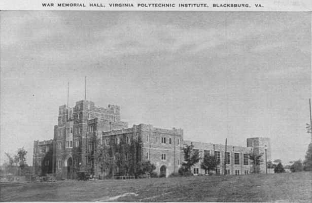 warmemorialhallvpi.jpg
This is War Memorial Hall on Virginia Tech Campus from a 1930s postcard.
