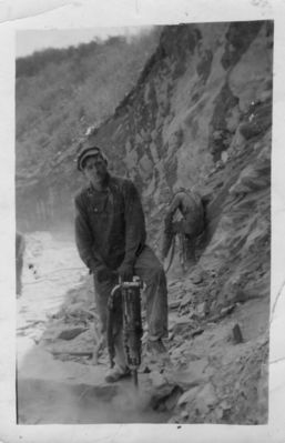 Doughton Park - Bustin' Rock
This early 1940s photo shows Arthur F. Weaver operating a jackhammer during the construction of the Blue Ridge Parkway.

