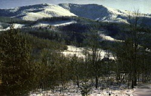 Konnarock - View of Whitetop from Konnarock
This postcard dates from the 1970s and shows Whitetop Mountain living up to its name.
