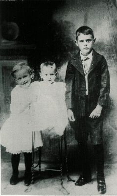 These children are Luna, Ruby and Glen Russell, children of Steve and Josie Russell of Flat Ridge, taken about 1917. Ruby and Glen were later infected with polio. Ruby survived with paralysis, but Glen did not survive.
