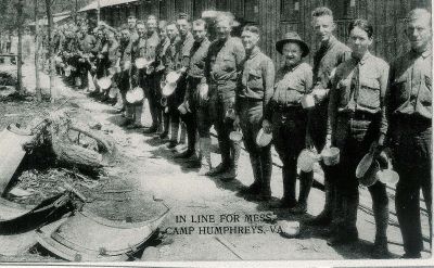 Wiley Perkins is in this row of soldiers at Camp Humphreys, VA, taken in 1918
