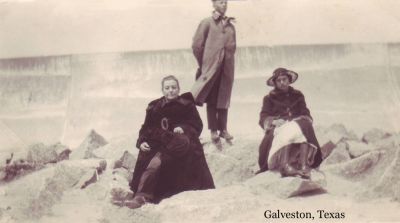 Click to view full size image
==============
Emily Frances (Scott) Cornett visiting Galveston, TX - 1921
Emily (William Washington Cornett's 2nd wife) came from Alton, KS a few years after William's death to stay the winter with her Son, John Winton Cornett and his sons in El Campo, TX. Here she is seen with William Delany Cornett and his girlfriend in front of the Galveston seawall, built after the 1900 storm that ravaged the town.
Keywords: Cornett Galveston Emily Frances (Scott) Cornett visiting Galveston, TX - 1921
Emily (William Washington Cornett's 2nd wife) came from Alton, KS a few years after William's death to stay the winter with her Son, John Winton Cornett and his sons in El Campo, TX. Here she is seen with William Delany Cornett and his girlfriend in front of the Galveston seawall, built after the 1900 storm that ravaged the town.
Keywords: Cornett Galveston