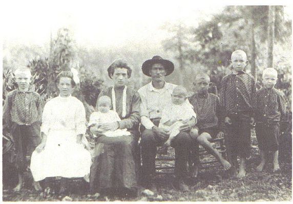 Franklin Blevins.jpg
This is Franklin Blevins, son of Alfred and Margery Sheets Blevins.He is with his second wife, Dora Lee Hurley and their children.  He married Dora 1896 and thier last child was born in 1905. He had eight children all together.  Photo is circa 1904.  Ashe County, NC
 
Courtesy of [email]pamiam12@aol.com[/email]
