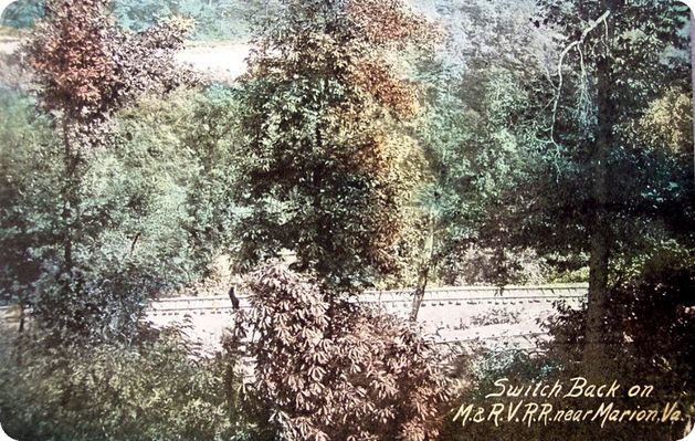 Marion - Marion & Rye Valley Railroad Switchback
This is from a 1912 postcard.  [url=http://en.wikipedia.org/wiki/Marion_and_Rye_Valley_Railway]Click here for a Wikipedia Article about the Marion & Rye Valley Railroad[/url]
